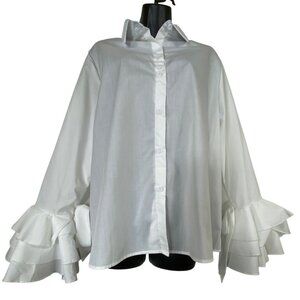 White Ruffled Bell Sleeve Top Shirt Plus size 3 X Victorian Goth Feminine Vamp